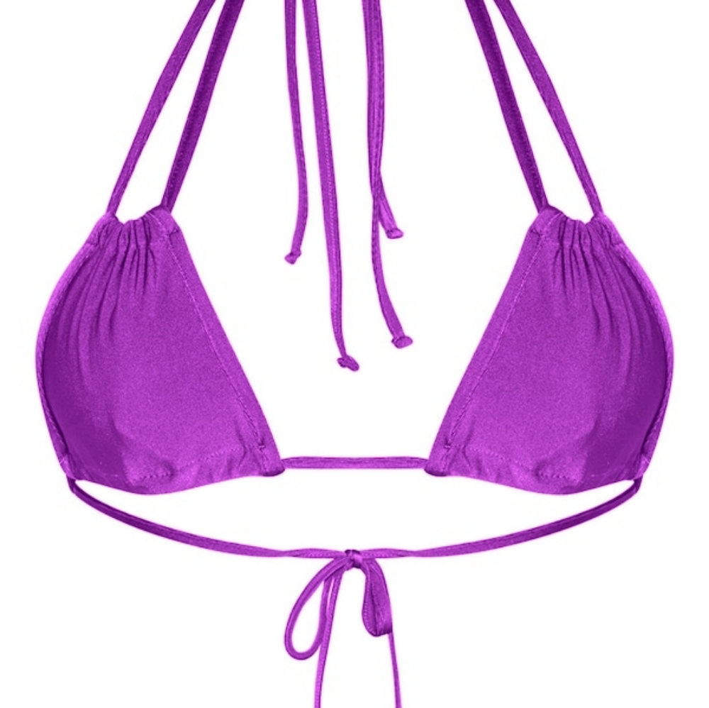 Purple Halterneck Mini Ruched Triangle Bikini  - Picture 2 of 5